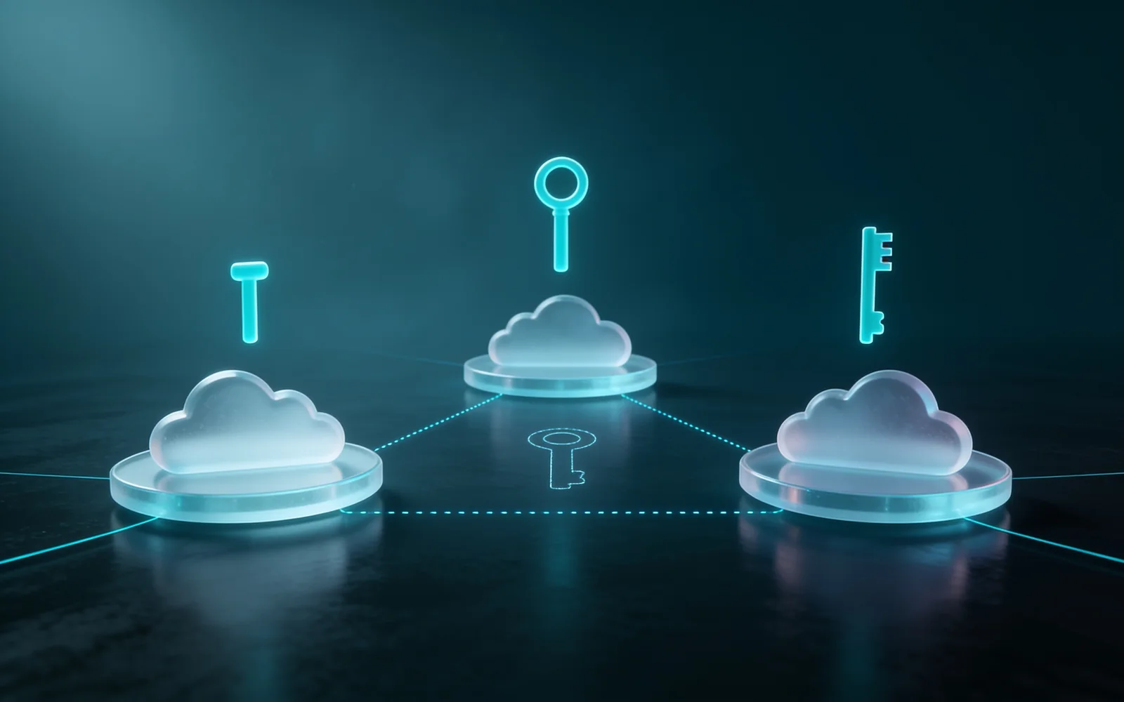 Distributed key generation across independent cloud parties, with no party ever holding the full key